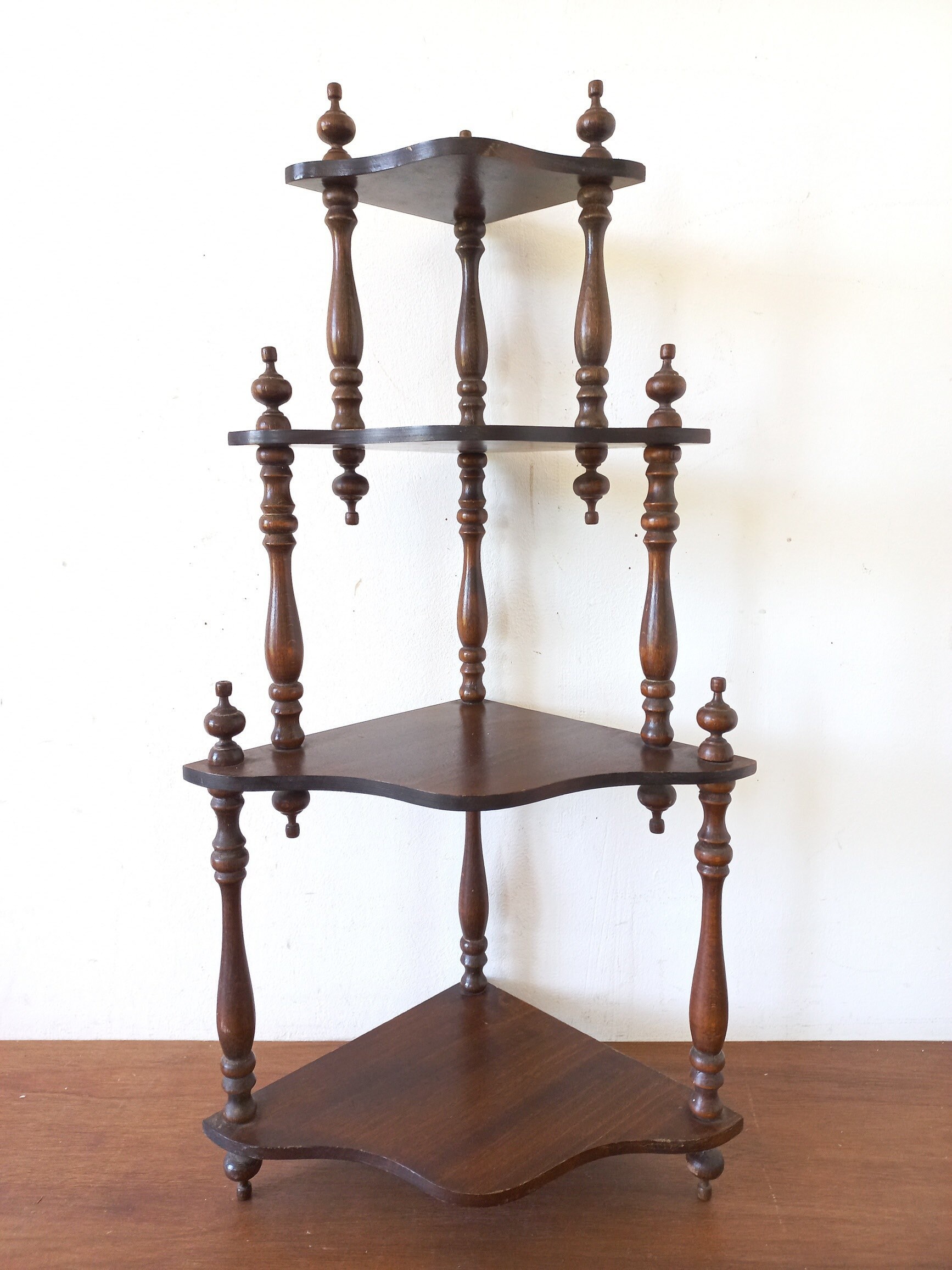 Vintage Wall Mounted Corner Shelf 4 Tiered Display Shelf Rack Etsy