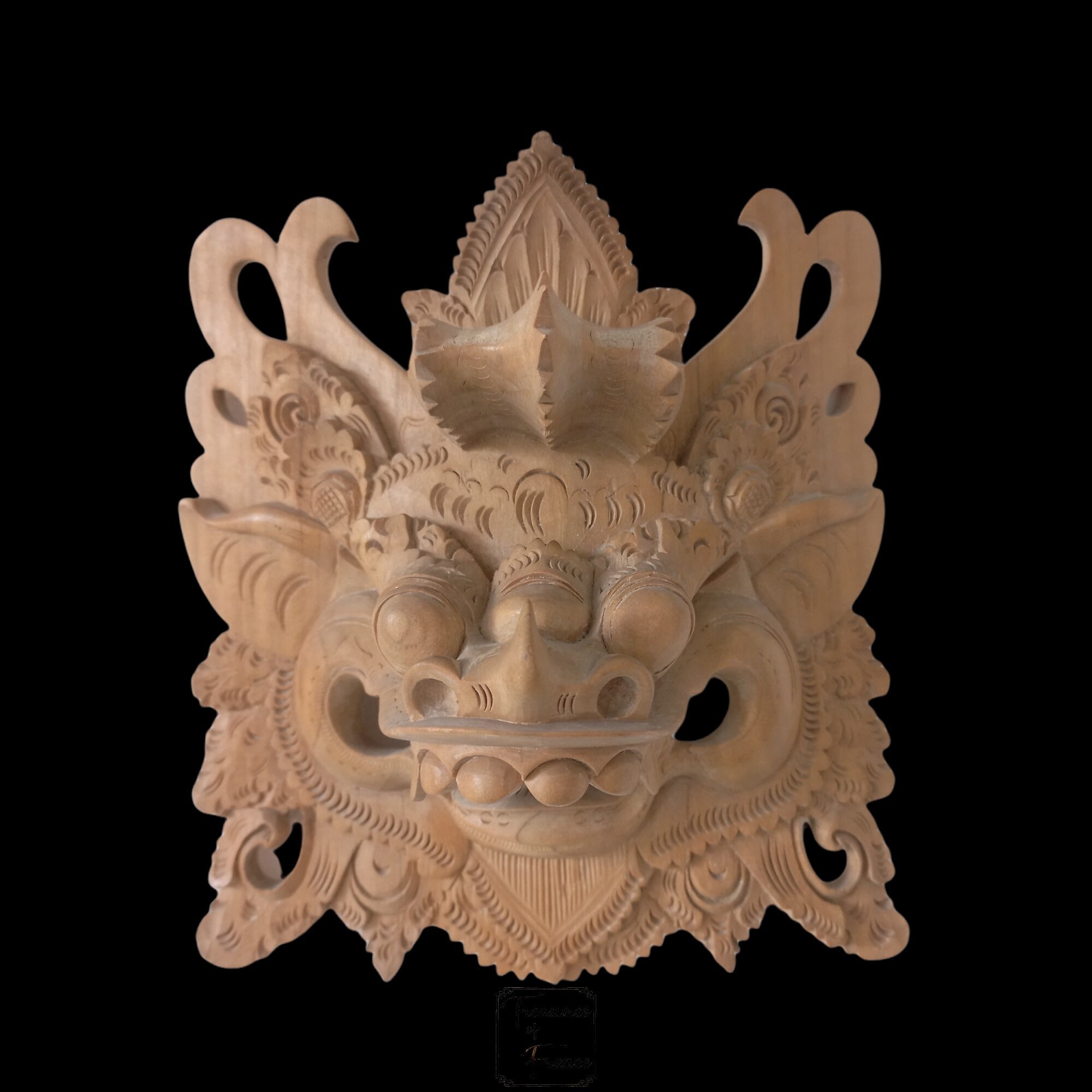 Vintage Bali Indonésien Sculpté à La Main Masque en Bois Sculpture Ramayana de Héros Magique Barong 