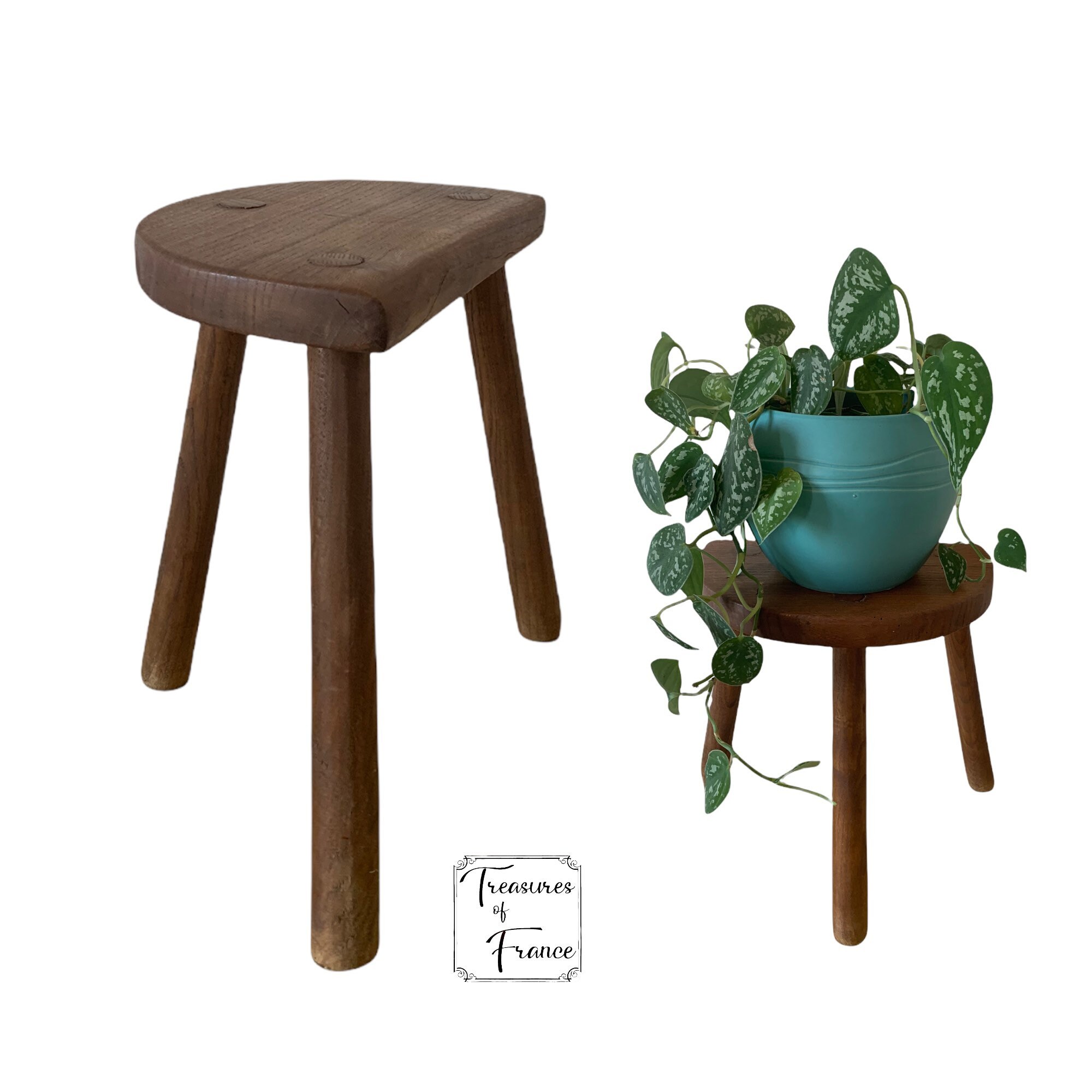 Tabouret Vintage Français D Tabouret de Traite en Bois Traditionnel Petite Chaise Stand Affichage Re