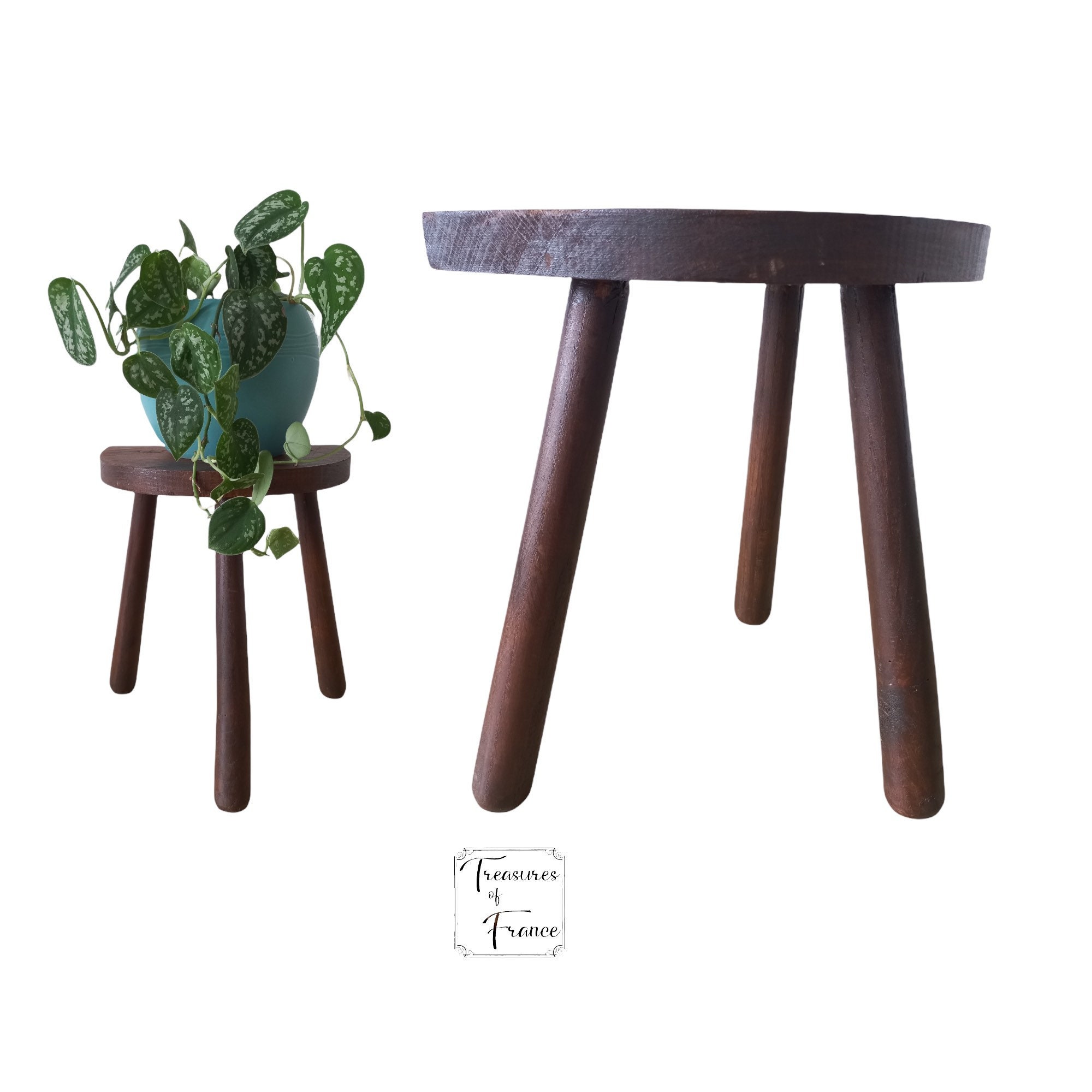Vintage Français Trouvé D Tabouret de Traite Traditionnel de en Bois Petit Tabouret Repos Éternisé S