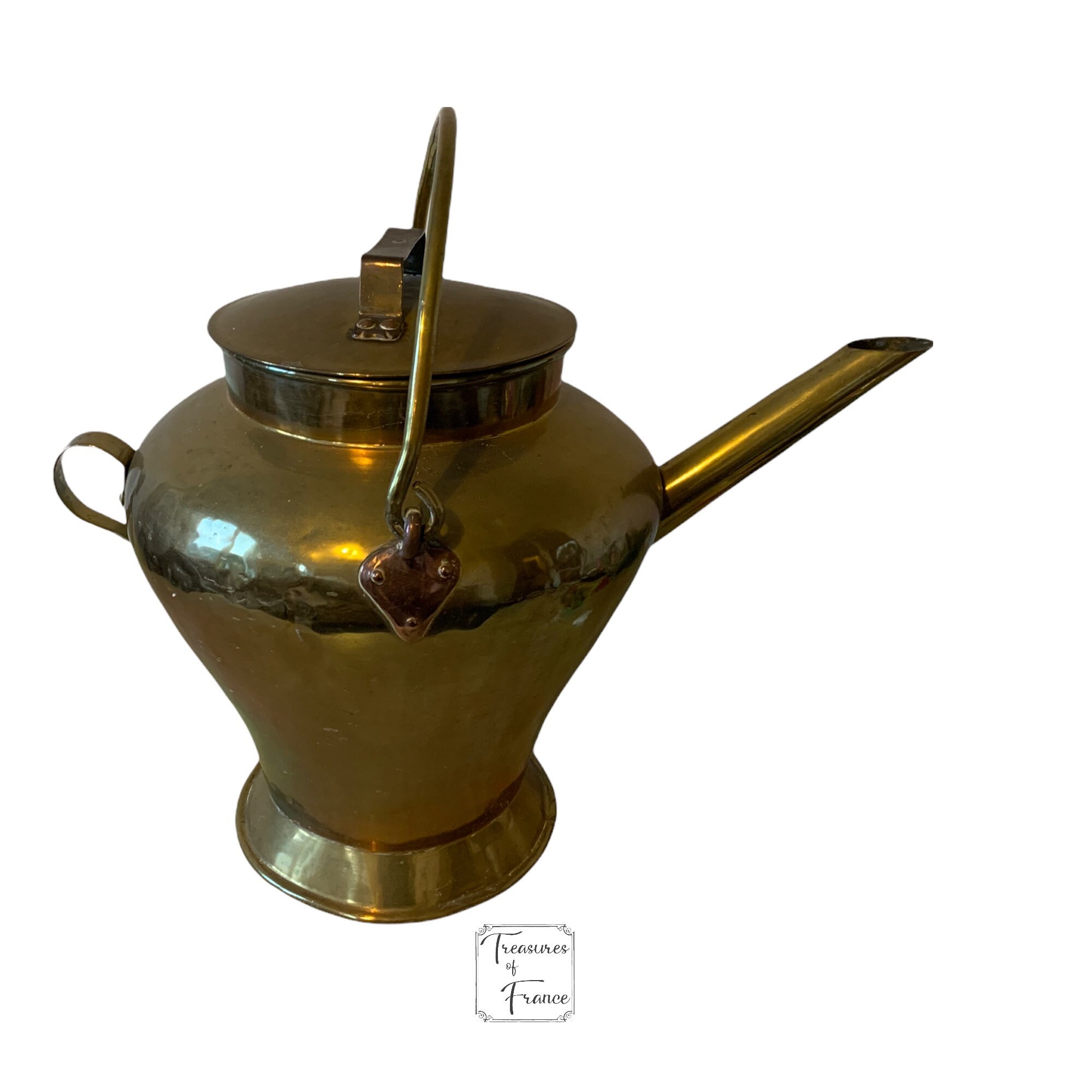 Antique Heavy Large Dutch Brass Copper Dairy Pitcher Jug Milk Cuivre Laiton Farmhouse Decor Kitchen 