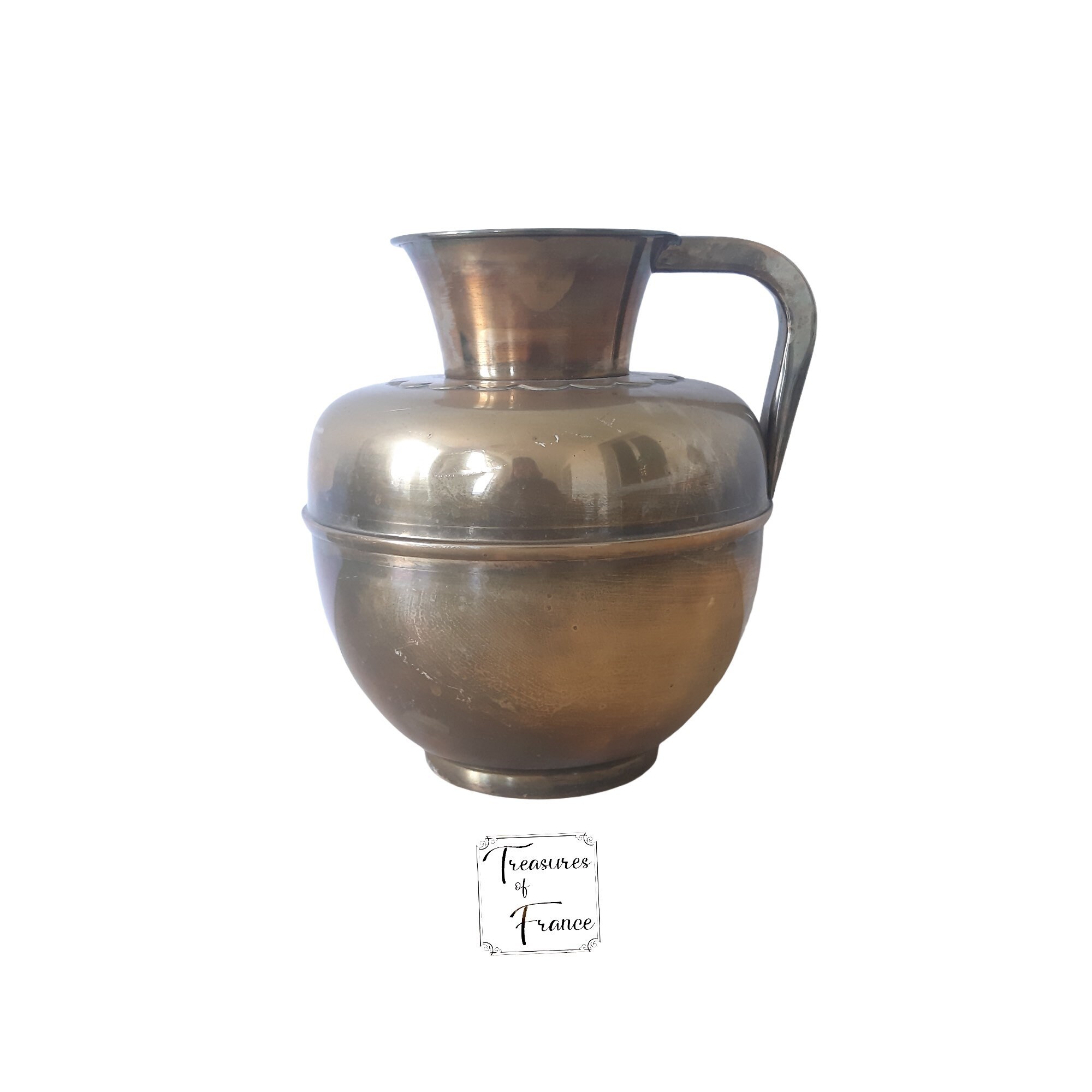 Vintage Brass Dairy Jug Milk Canne A Lait Cuivre Laiton Farmhouse Decor Kitchen Vase Villedieu Franç