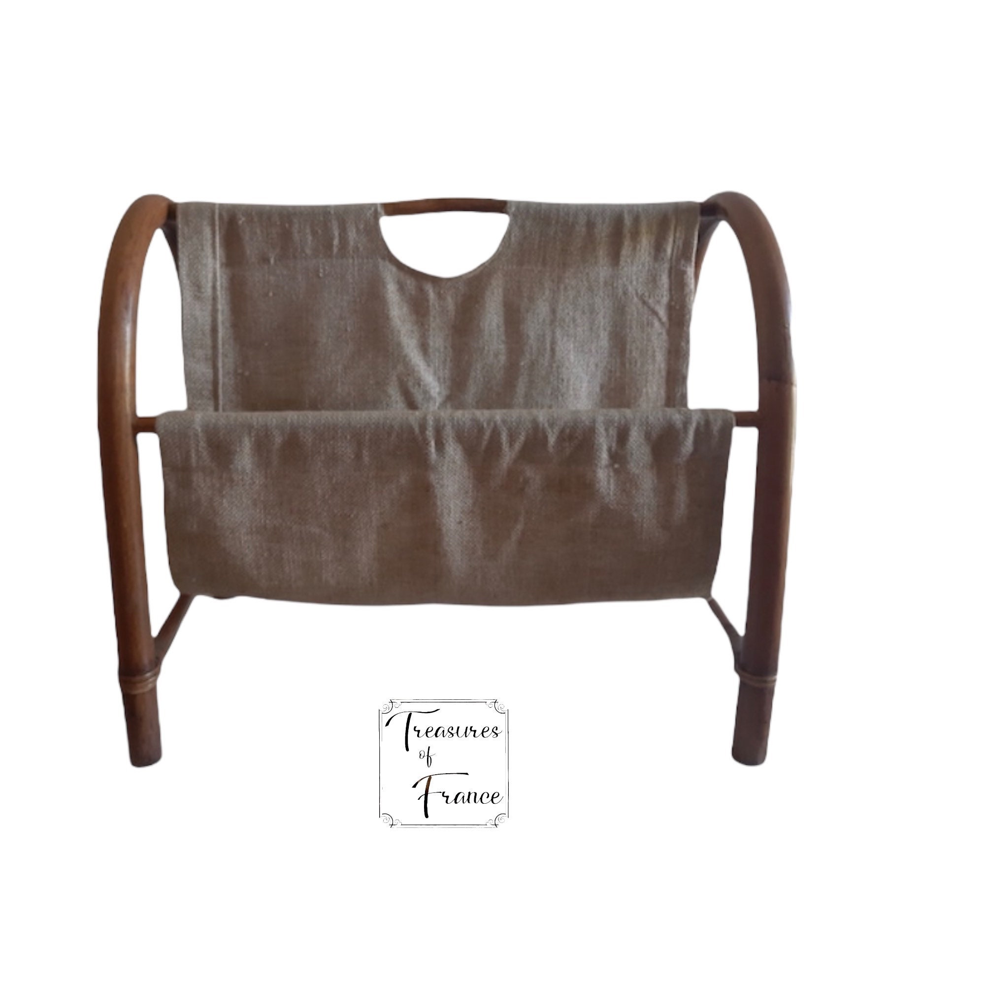 Vintage Bamboo Wicker Linen/Cotton Fabric Magazine Rack Pour Stocker Des Magazines et Journaux Suppo