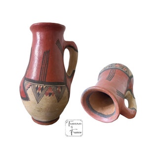 Vintage Jug Iddeqi Kabyle Pottery Pichet Kabyle Berbere Art Populaire North Africa Handmade Handpainted Geometric Patterns Gift Circa1950’s
