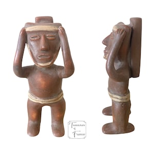 Vintage Inca Figurine Small Terracotta Pre-Columbian Art Figurine Central America Gift Collectible Display Circa 1980’s