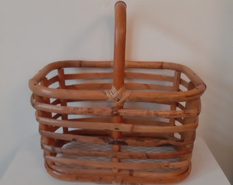 Cesto de Ovos Vintage Francês em Bambu, Porta-Ovos em Arame de Galinheiro Trançado à Mão, Decoração Rústica para Armazenamento