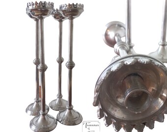 Ensemble vintage de 4 chandeliers Élégant bougeoir en aluminium élégant London Bar Freud Souvenirs vers 1990