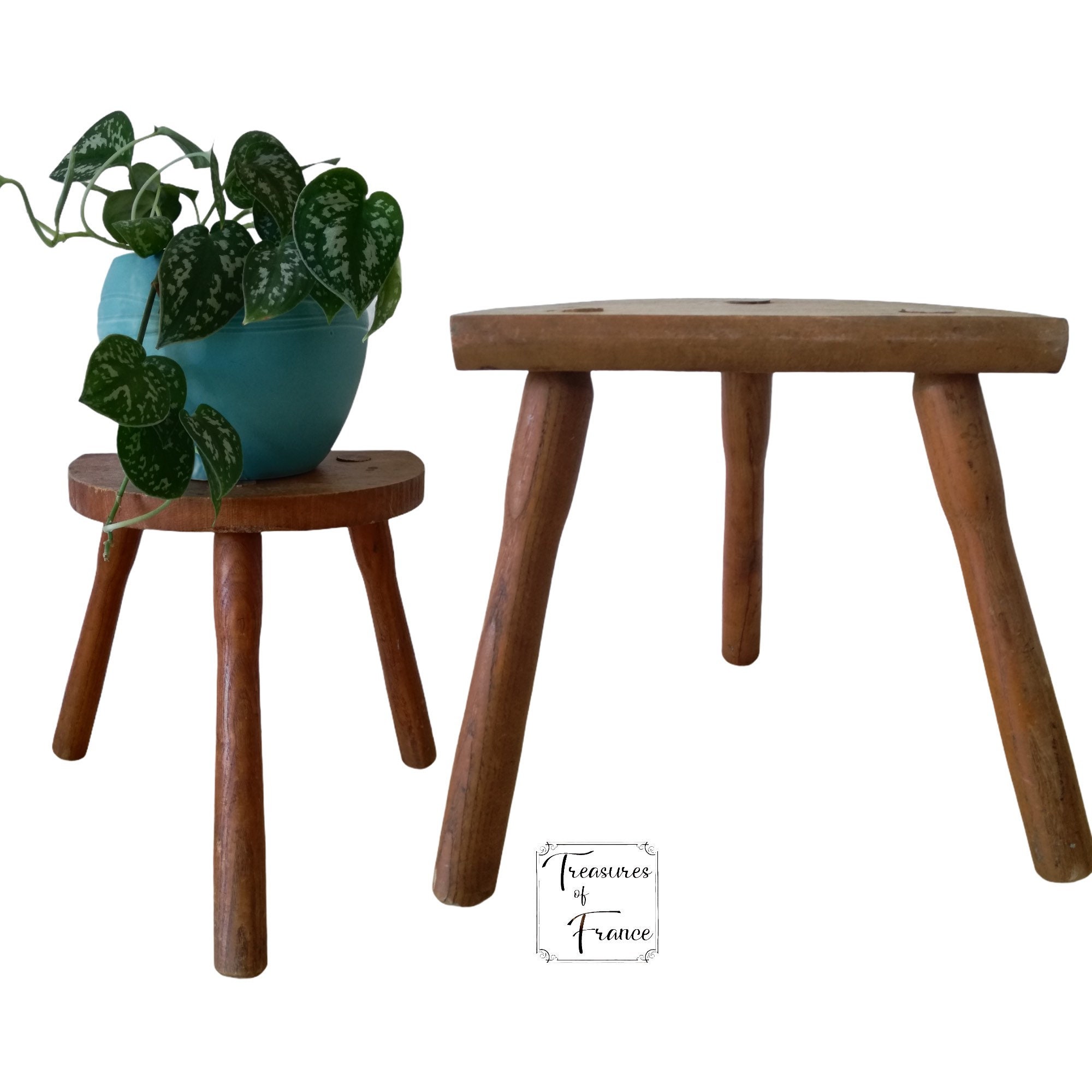 Tabouret Vintage Français D Tabouret Traditionnel en Bois de Traite Petite Chaise Stand Présent Prés