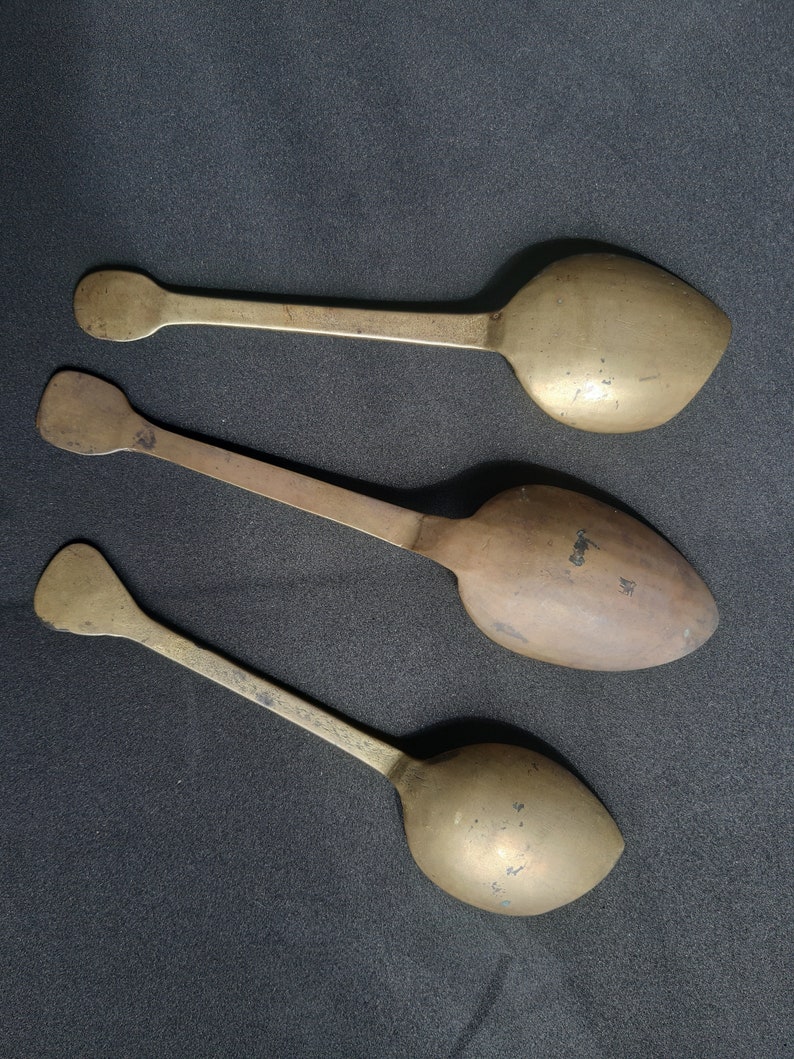 Vintage French Brass Spoons Late Eighteenth Early Etsy