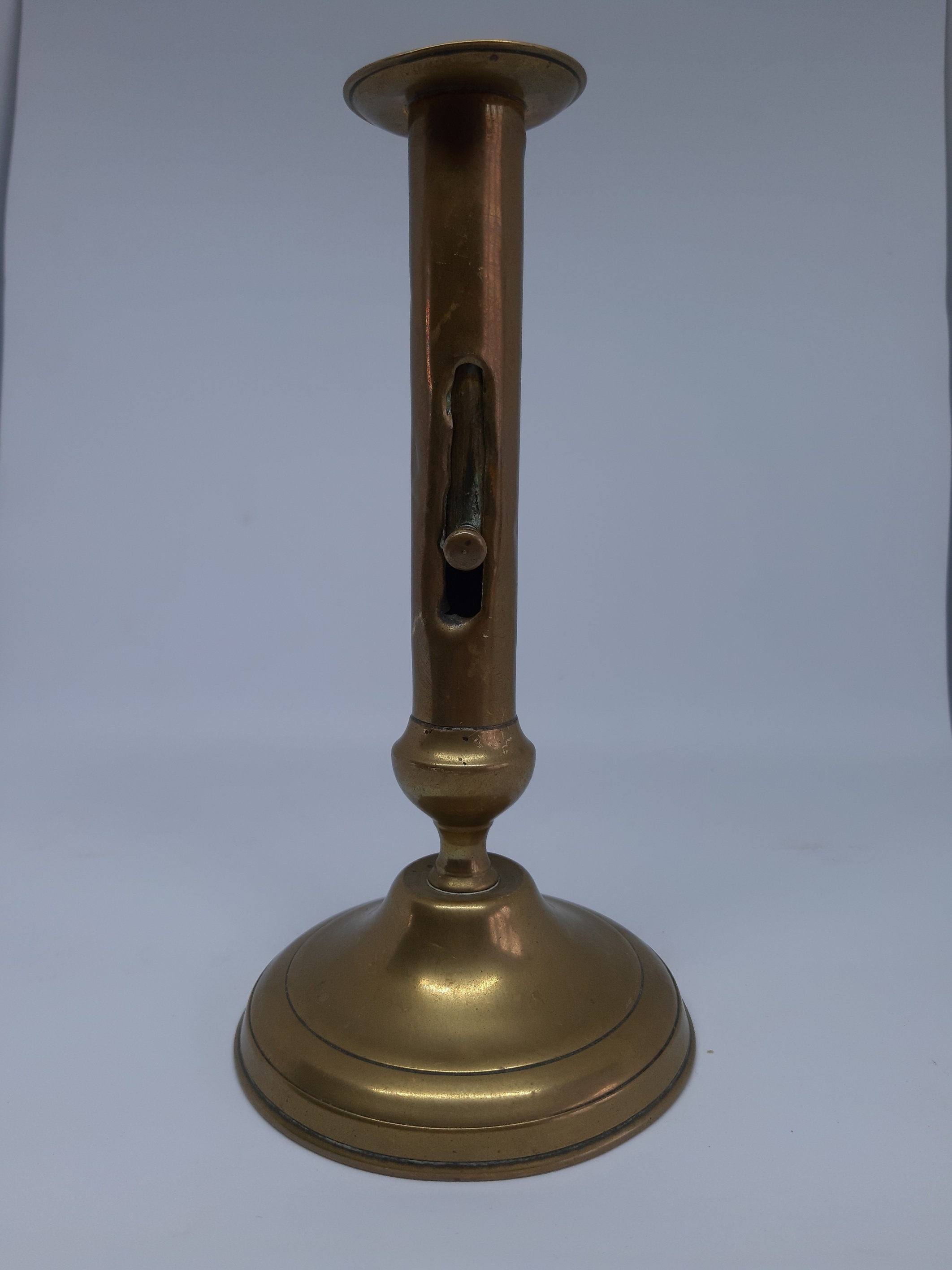 Vintage Français Brass Candlestick Circa 1940's Candle Holder With Push Up Feature