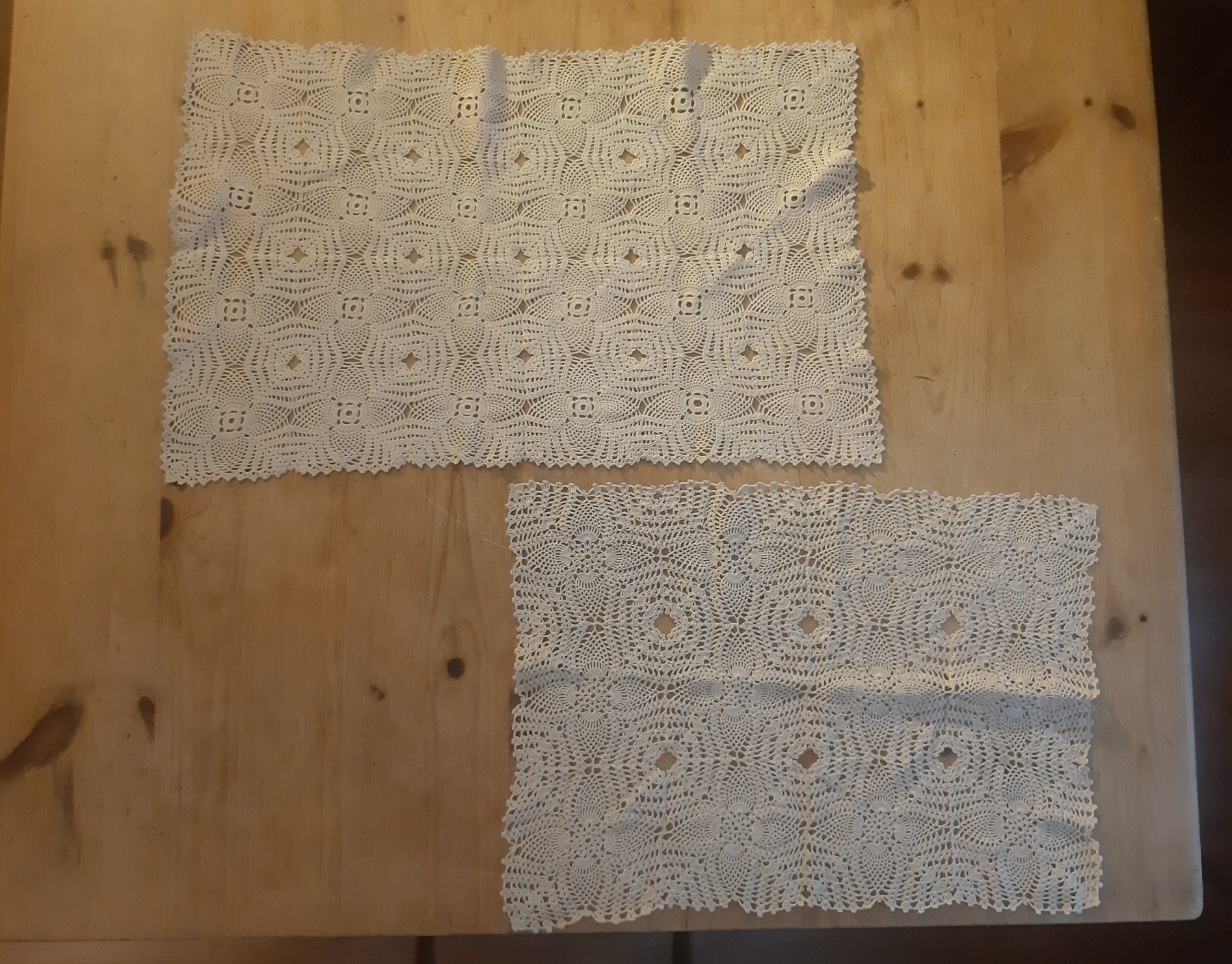 Vintage Français Paire de Tapis Table en Coton Crocheté à La Main Couvre Table Liner Napkin Shabby C