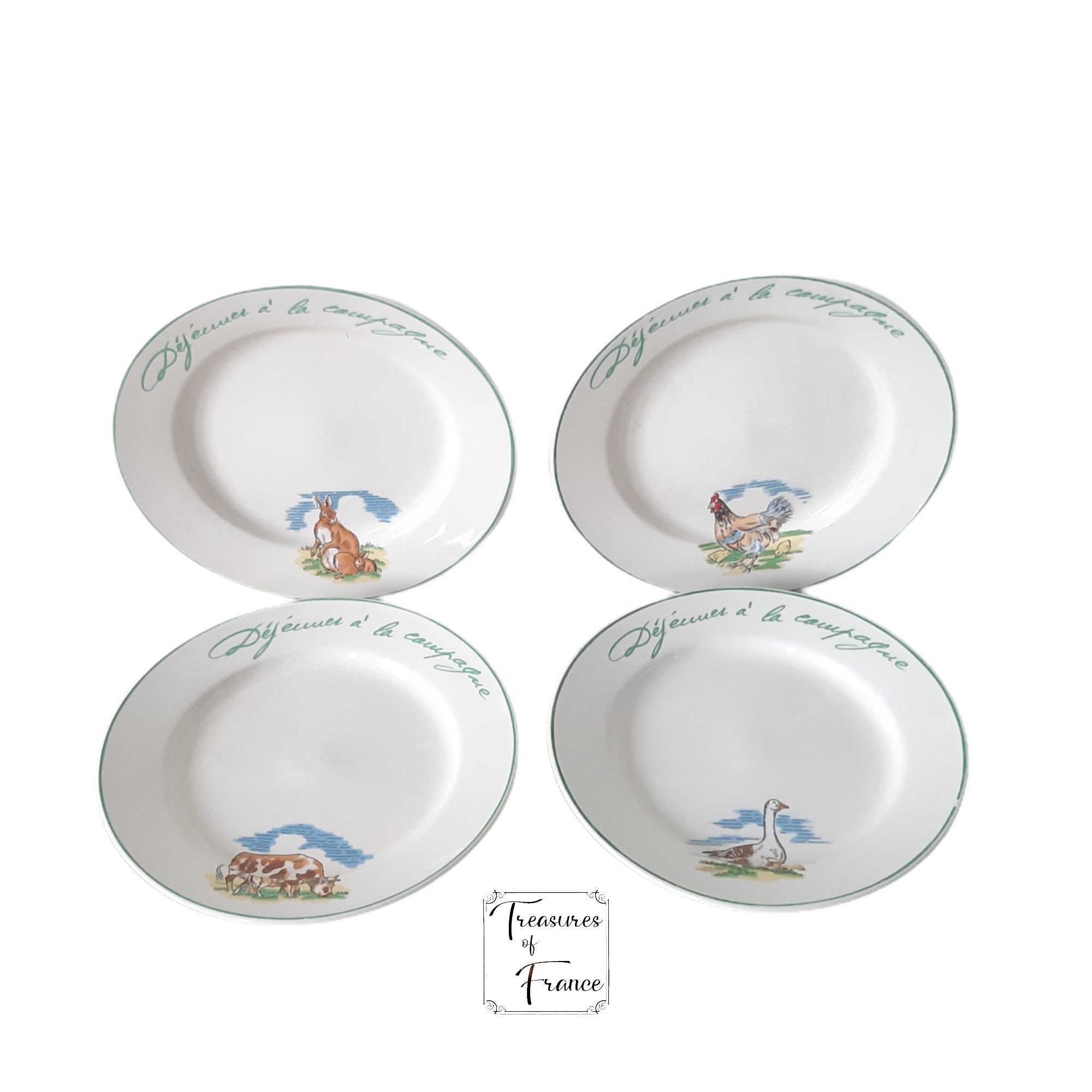 Ensemble Vintage de 4 Petites Assiettes Décoratives en Céramique Assiette à Dessert Petit-Déjeuner C