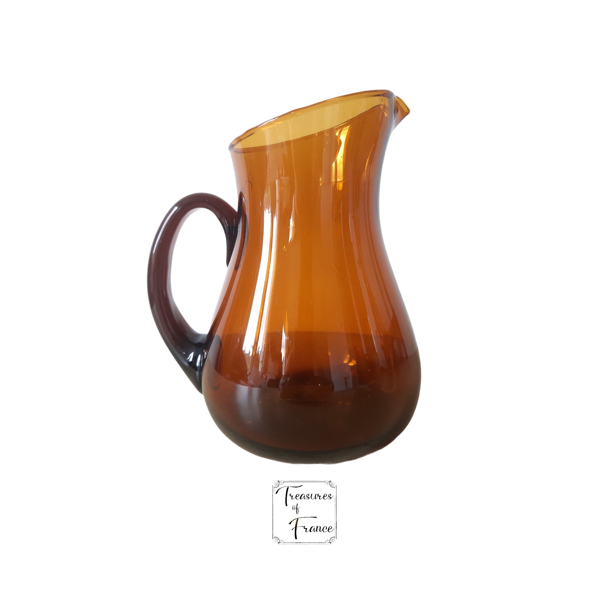 Vintage Handblown Glass Water Pitcher with White Flowers circa 1970s-1 – In  The Vintage Kitchen Shop