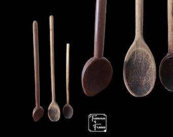 Vintage Collection Of  3 Wooden Spoons Carved Wooden Farmhouse Decor Kitchen Utensils Decor Props Circa 1970-80’s / TreasuresOfFrance