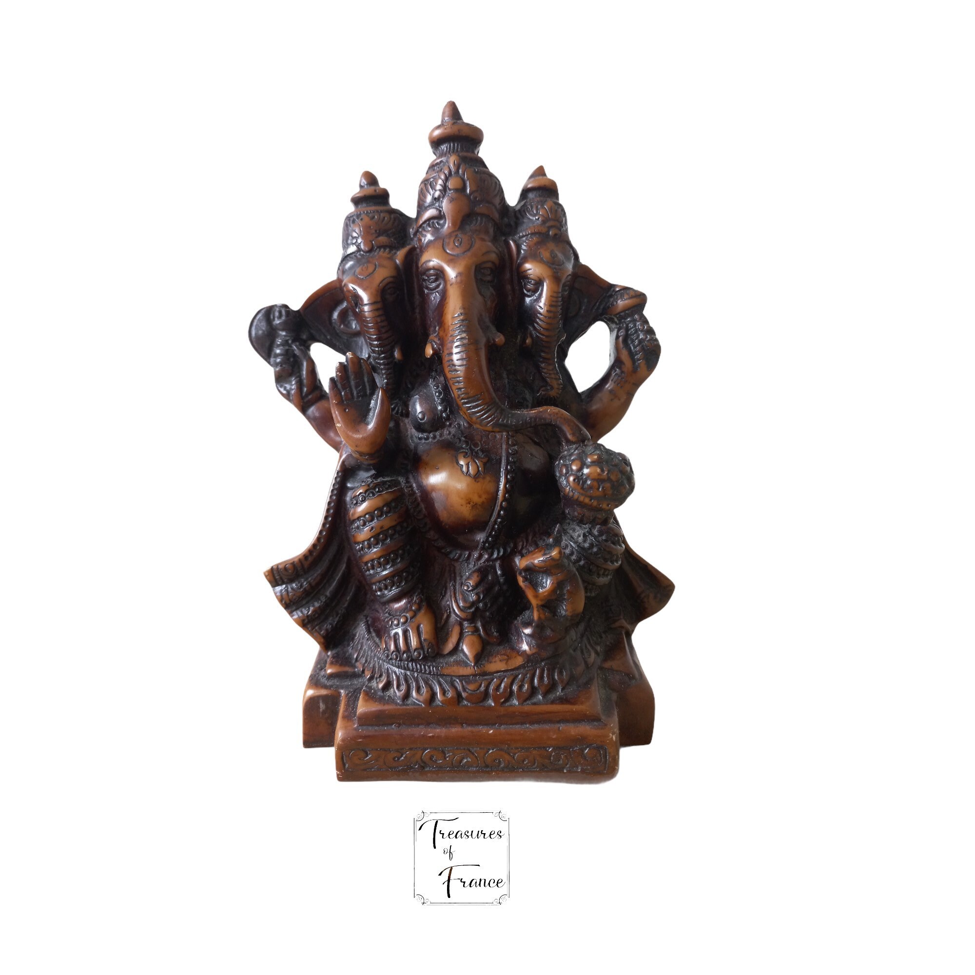 Vintage Lord Ganesh Statue Ganesha Figurine Sculpture Résine Indien Spirituel Religieux Sanctuaire P