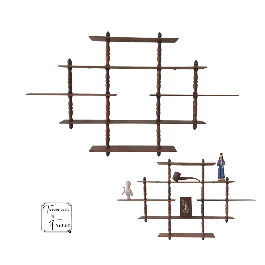 Vintage Pair of Small Wooden Mounted Shelf Display Rack 5 Etsy