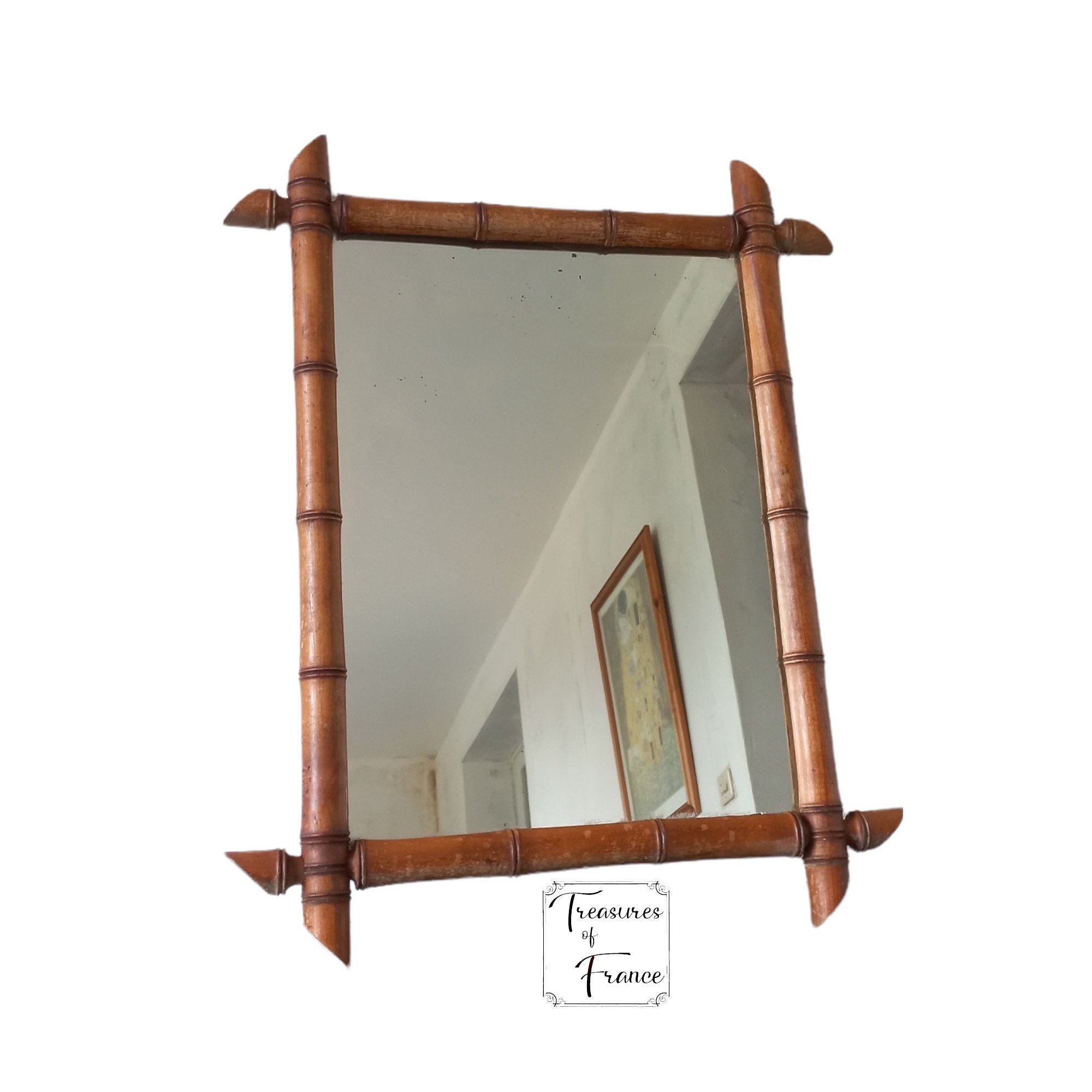 23” Round Rattan Wicker Bamboo Styler Vintage Hip Mirror MCM Great interest