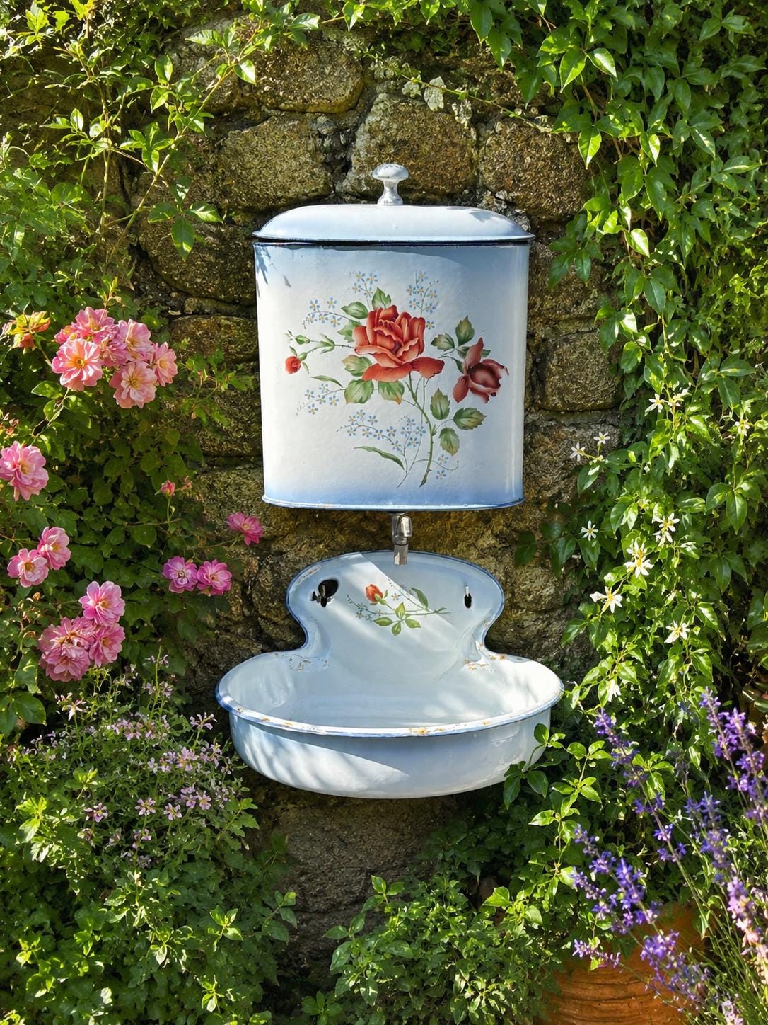 Antique French Enamel Fountain - Etsy