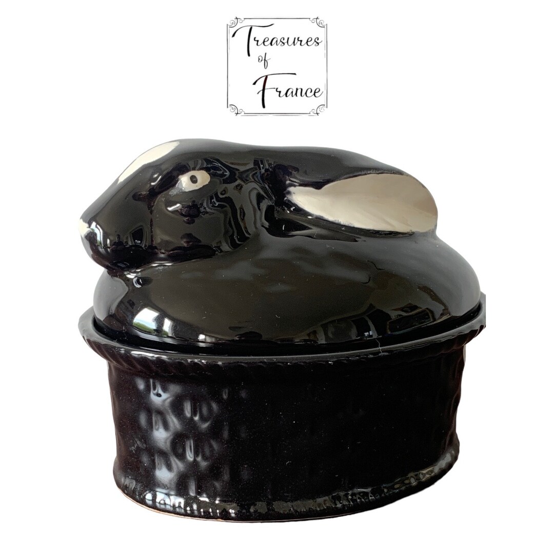 Geo Rabbit Paris Tureen Vintage Majolica Black Rabbits Pottery Terrine Geo Paris France Terrine ...