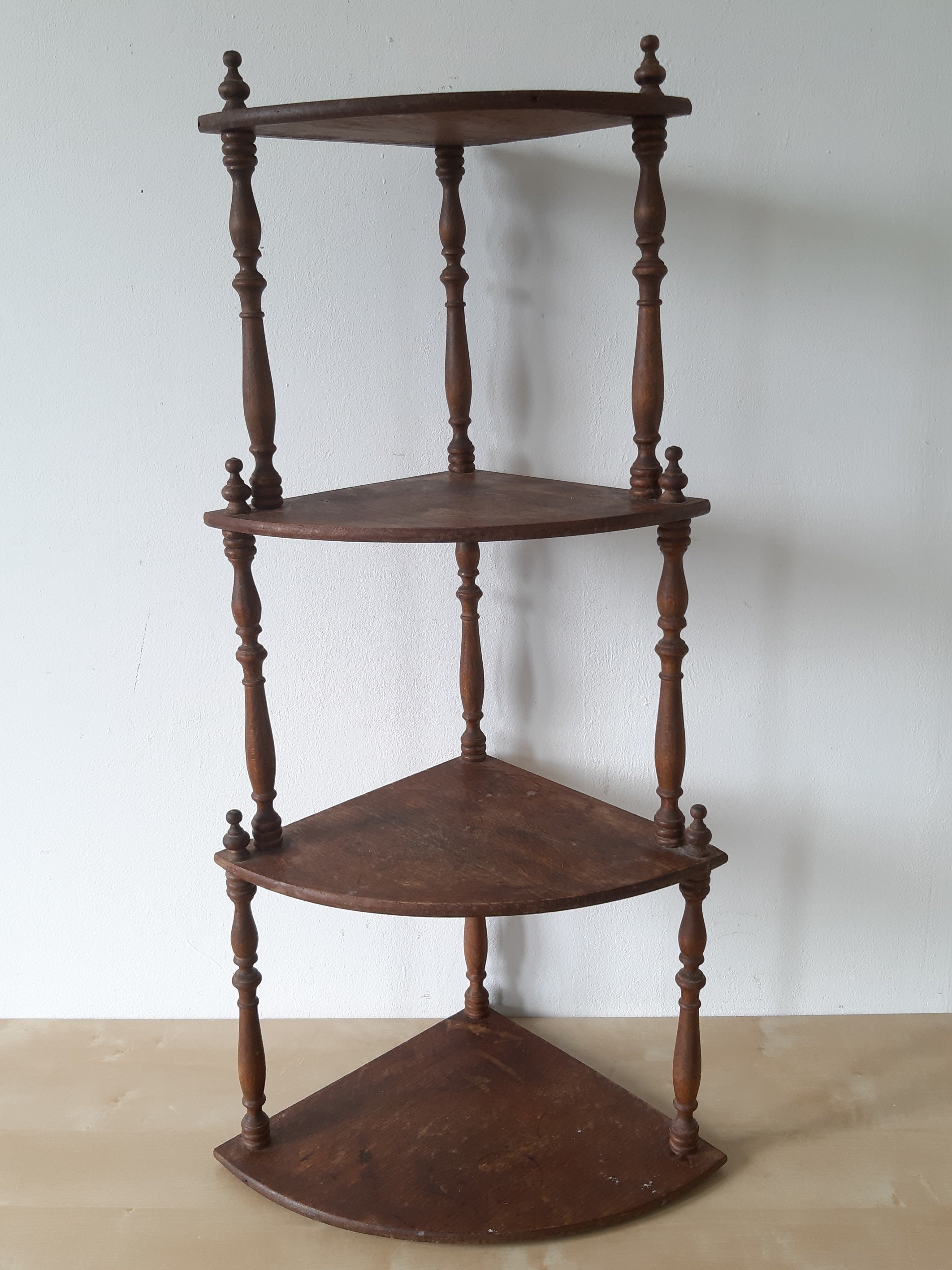Antique Wooden Corner Shelf 4 Tiered Corner shelf storage Unit Etsy