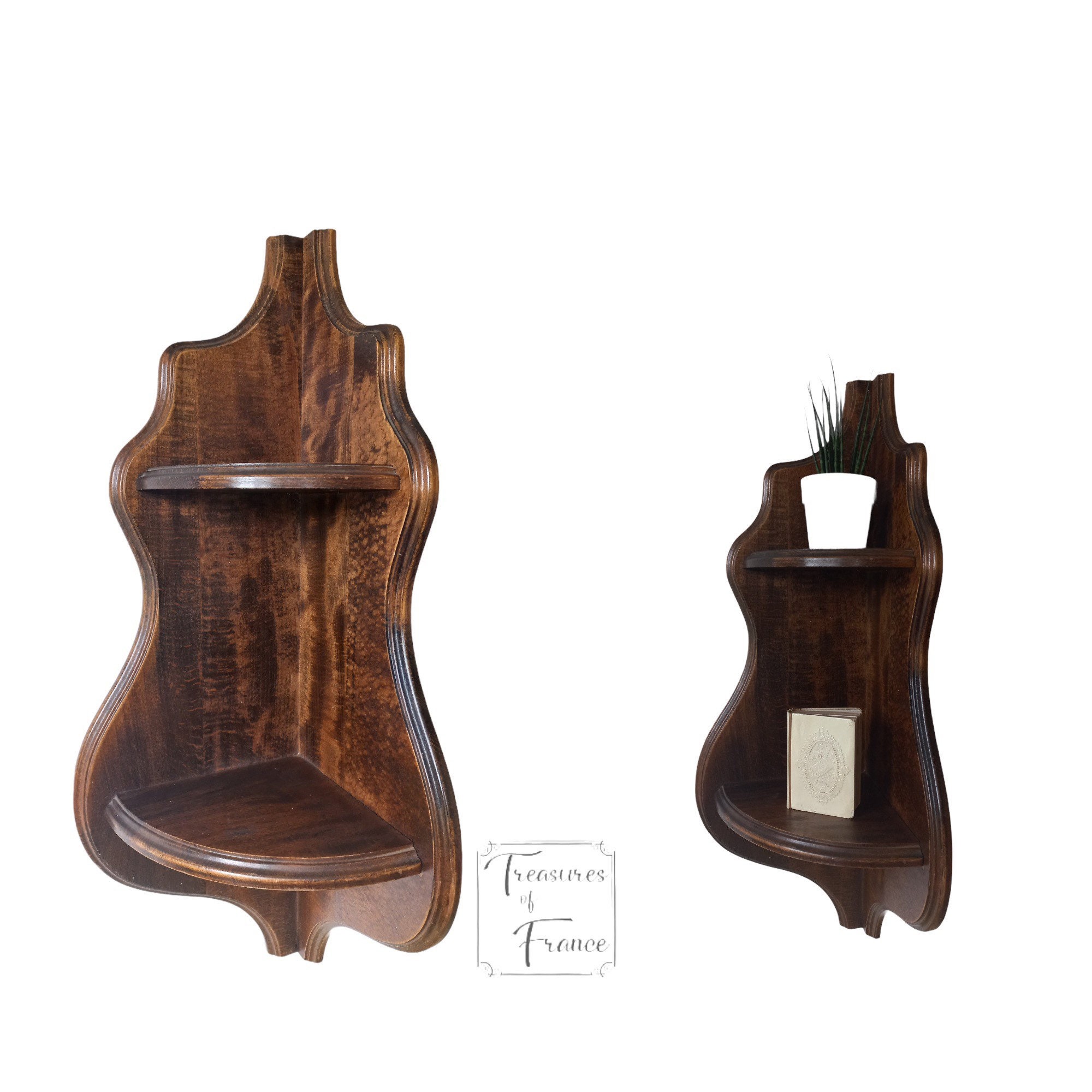 Vintage 32 Pouces de Haut Coin en Bois Étagère Unité d'affichage L'usine Fixation Murale Accrochage 