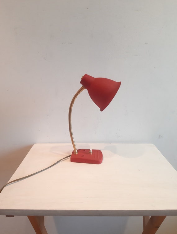 Vintage Gooseneck Red Metal and Brass Table Lamp Desk Light Side Table Lamp  Children's Lamp Home Decor Bedroom Decor Circa 1960's / 1970's -  Canada