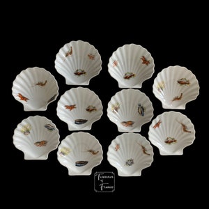 Vintage Scallops Set Of 10 Seafood dish PF Porcelain Française Limoges Serving Dish Oven Cooking Dish Restaurant Kitchenware Circa 1970’s