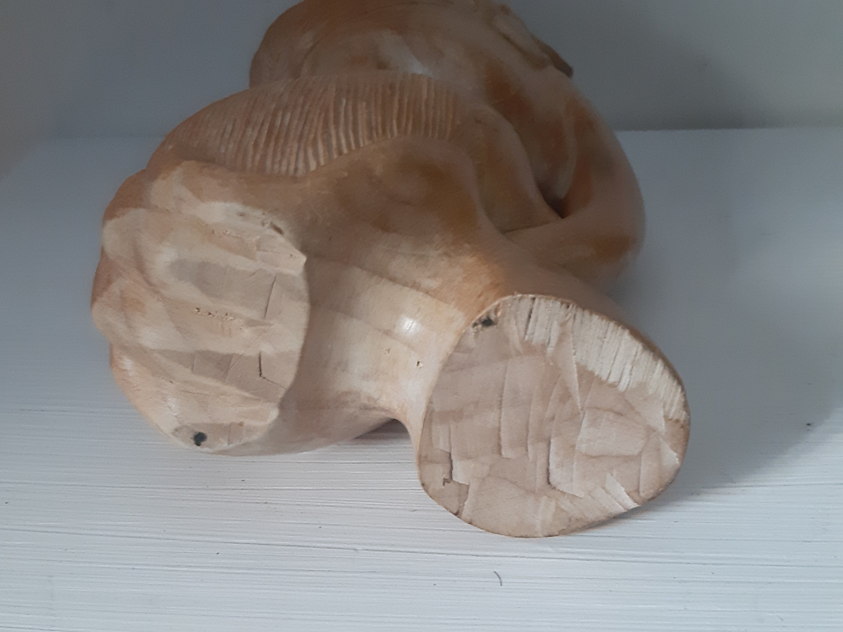 Vintage Unique Wooden Sculpture Handmade and Carved From One