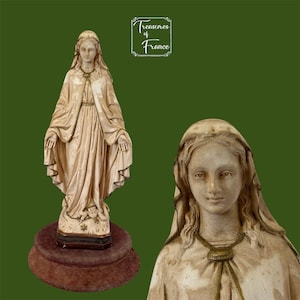 Antique Religious Figurine Chalkware Virgin Mary Our Lady Of Lourdes Plaster Statue Shrine Religious Home collectible Gift Prop Circa1930’s