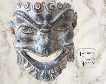 Vintage Ancient Greek Terracotta Satyr Mask Sculpture Wall Hanging Hand painted Mask Archaic Mythology Memorabilia Holidays Cir1980’s