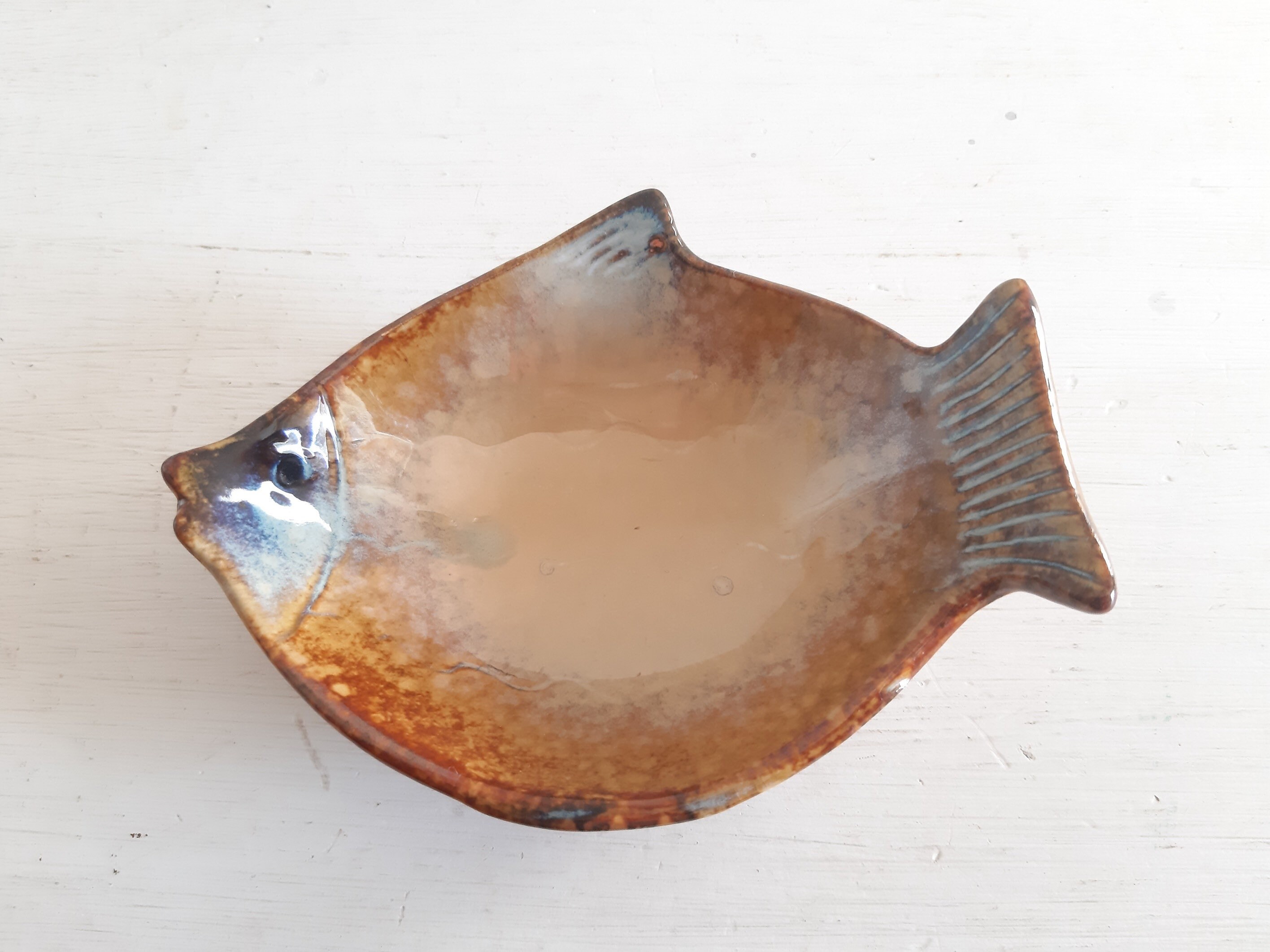 Vintage Small Glazed Pottery Fish Shaped Bowl Fish Dish Fish Etsy