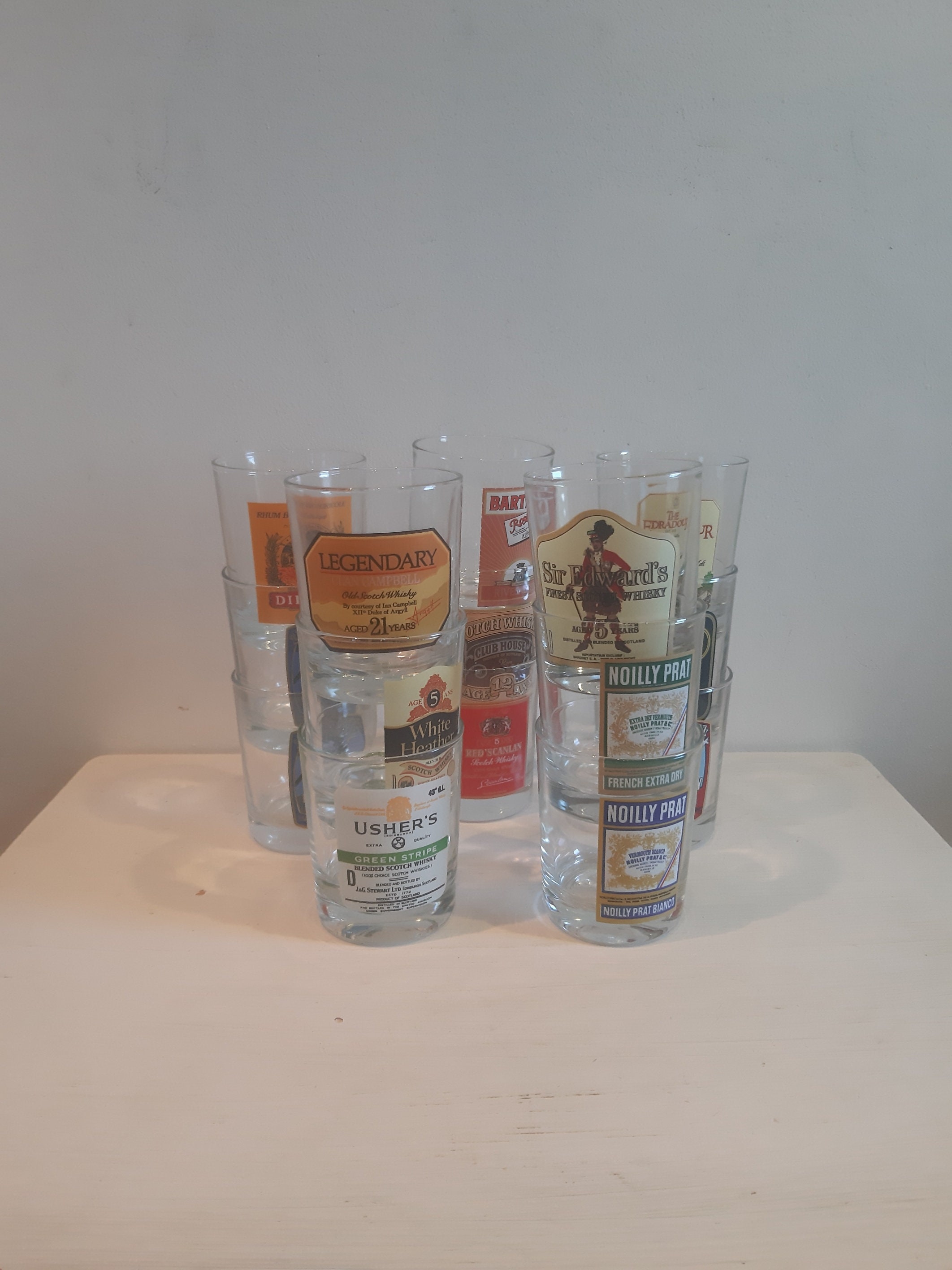 Vintage Collection 14 Whisky Cocktail Glasses Bar-Ware Man Cave Gift Collectible Party Glass Celebra