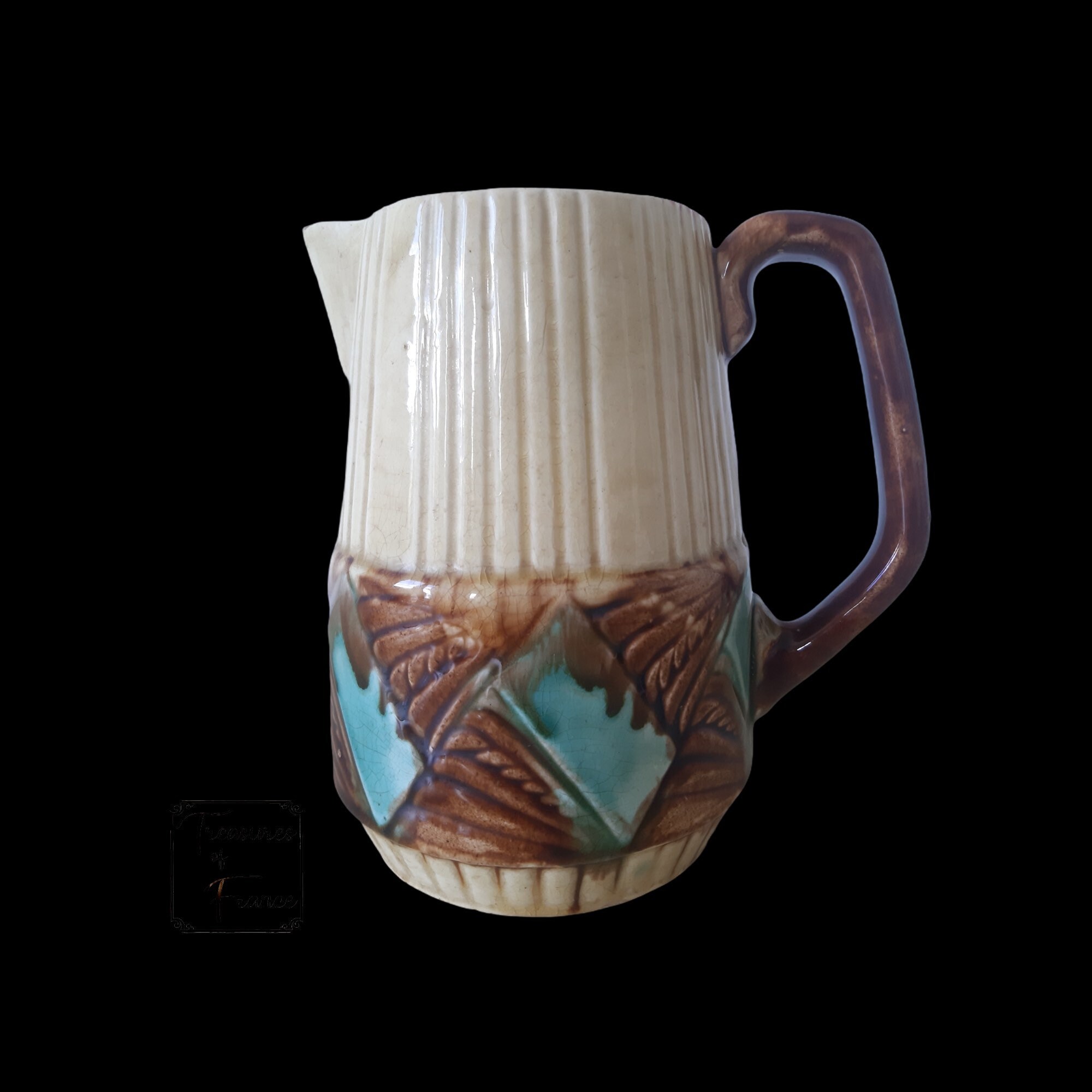 Ancien Français Orchies, faïence, majolique, barbotine, pichet, pichet, pichet, collectionneur, vase, cadeau, vers, 1920
