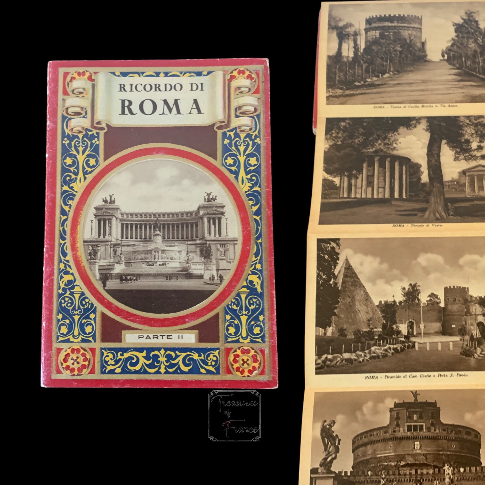 Livre Vintage De Cartes Postales Photos "Ricordo Di Roma" - Souvenir De Voyage Années 1920, 32 Images, Collection Rare