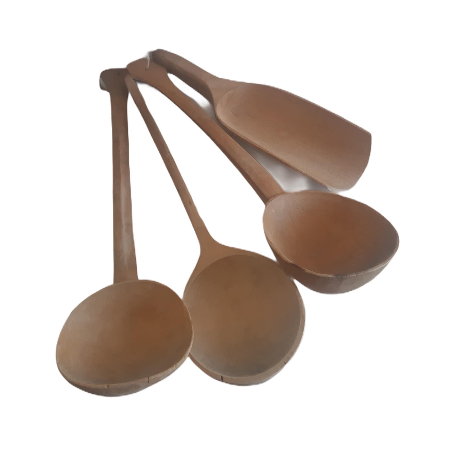 Vintage Collection 4 Cuillères en Bois Loupes Scoops Fait à La Main Sculpté Ferme Décor Cuisine Acce