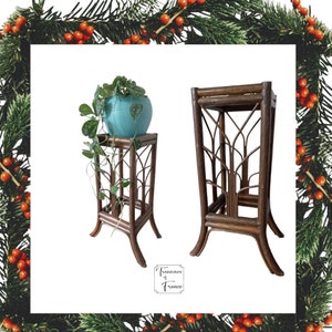 Vintage Rattan Stand Asian Furniture Medium size  Side Table Plant Stand  Boho Retro Decor Props  Circa 1980’s