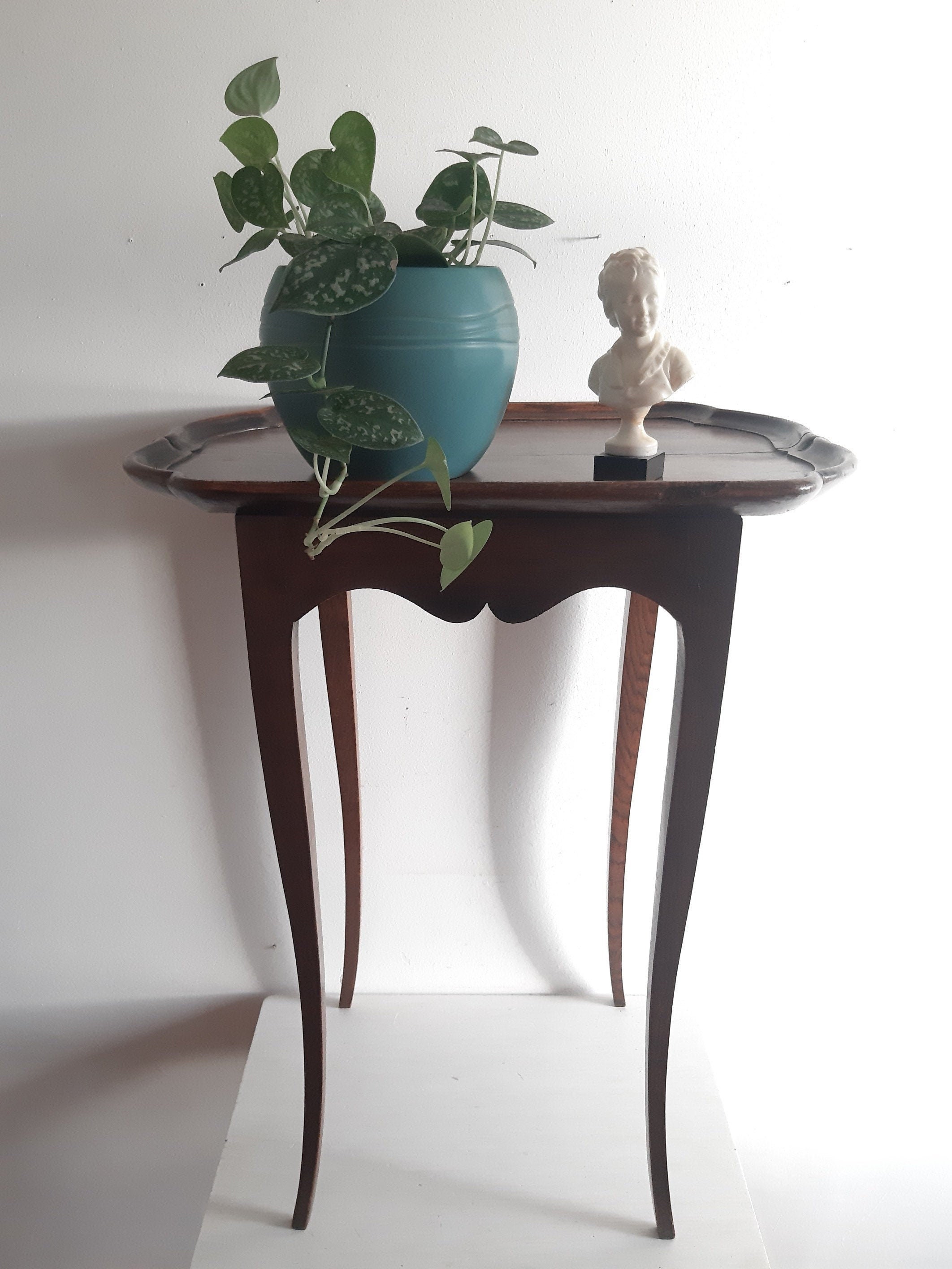 Vintage Français Table Stand End Rectangulaire Oak Tray Style Renovation Project Retro Rustic Decor 