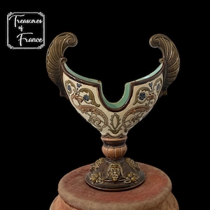 Antique Small Majolica Decorative Planter Vase Bowl Barbotine Plant Holder Jardinière Glazed Art Nouveau Table Centerpiece Gift Circa1920’s