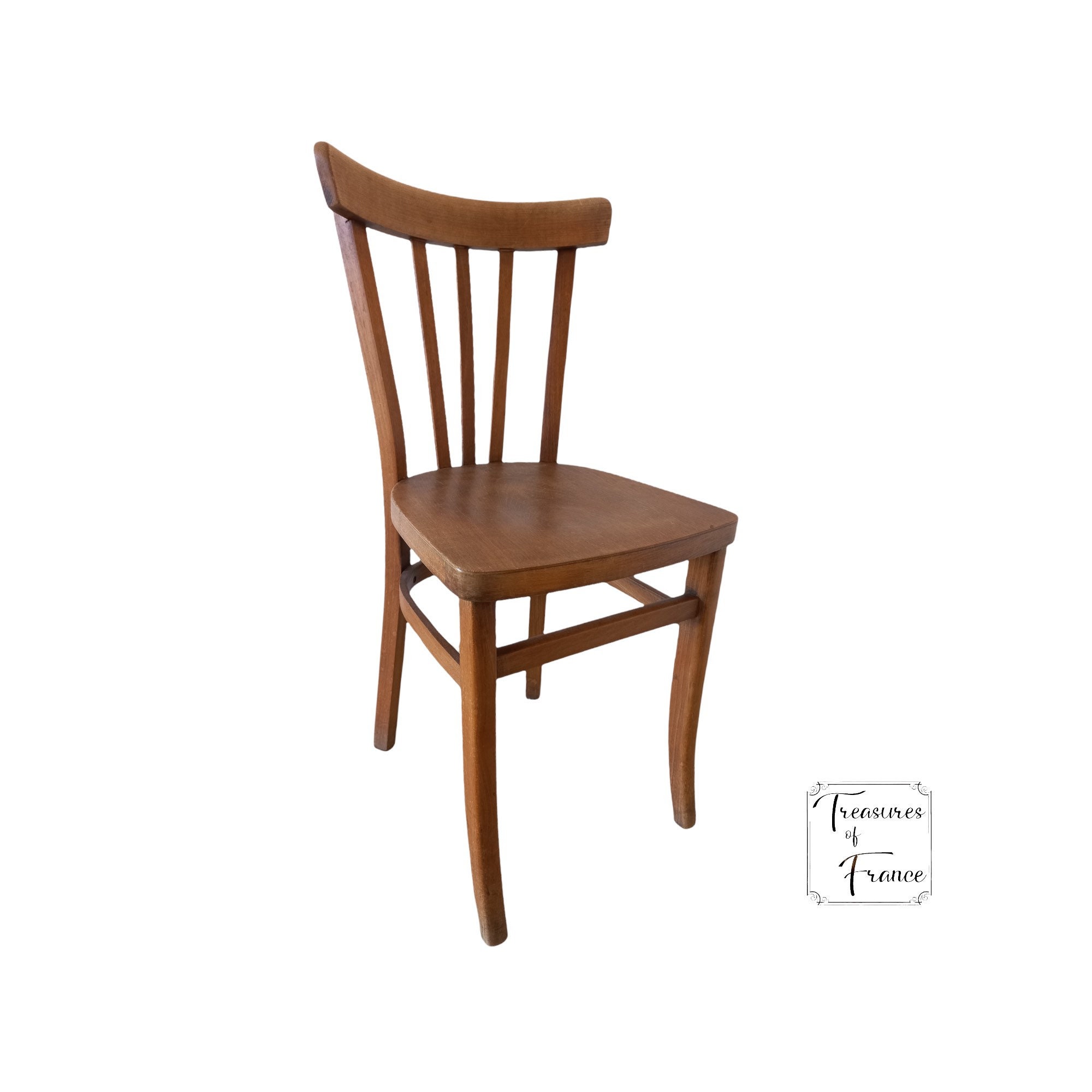 Vintage Français Found Bistro Chair Wooden Brown Natural Display Rest Seating Prop Café Style Circa 