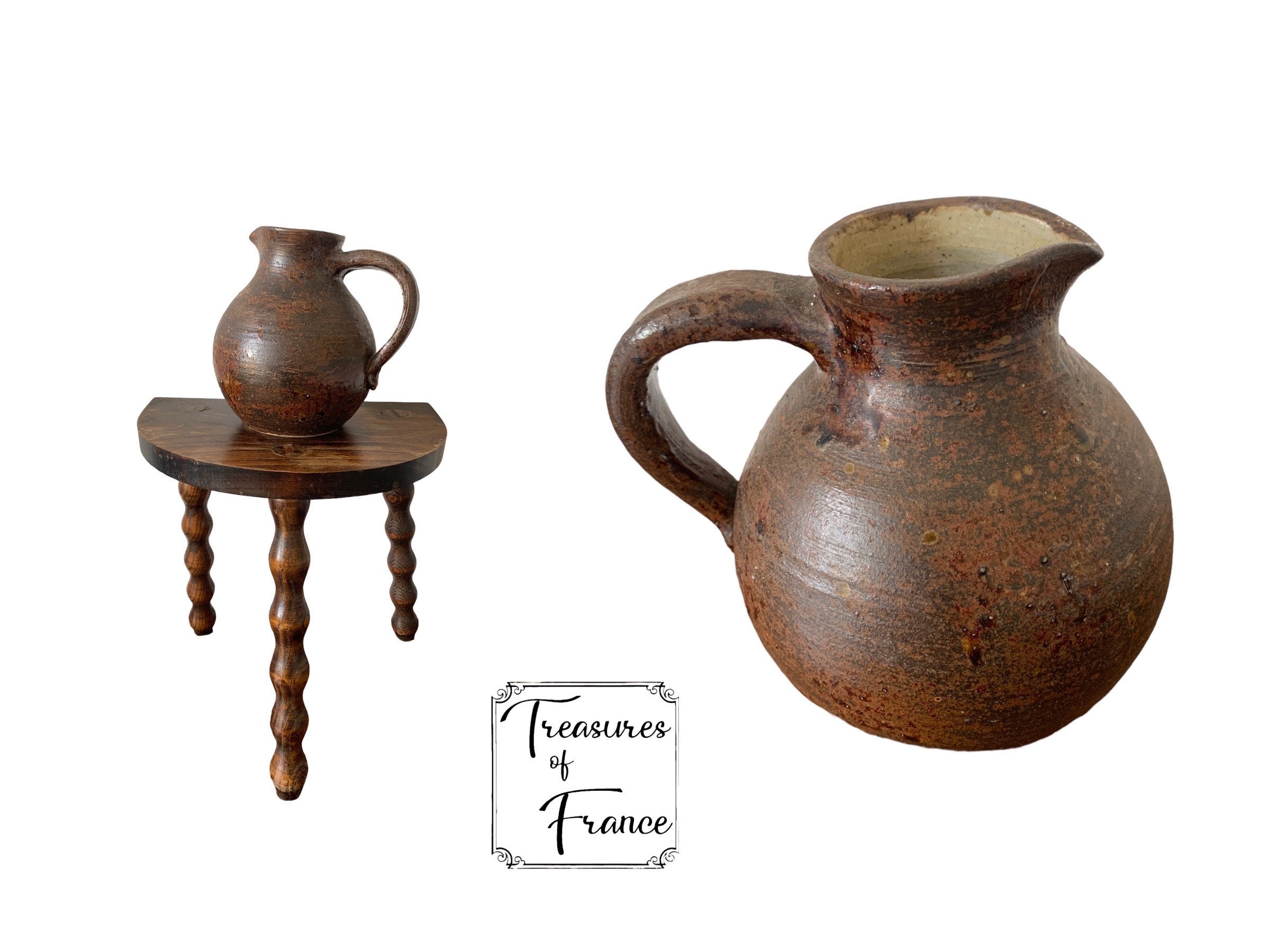 Pichet Ancien En Grès MIEY - Gris/Beige - Vintage Années 70 - Déco Cuisine
