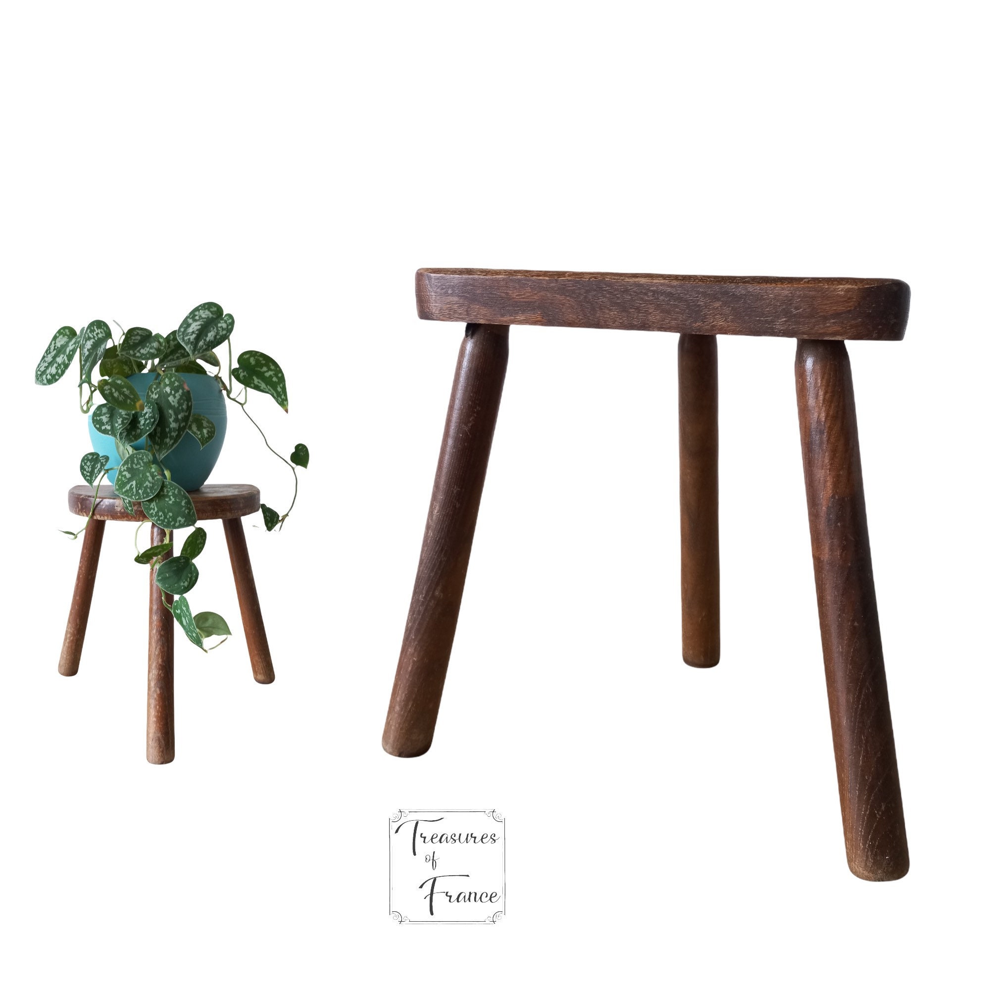 Vintage Français Trouvé D Tabouret Traditionnel Traite en Bois Chaise Tabouret Affichage Repos Socle