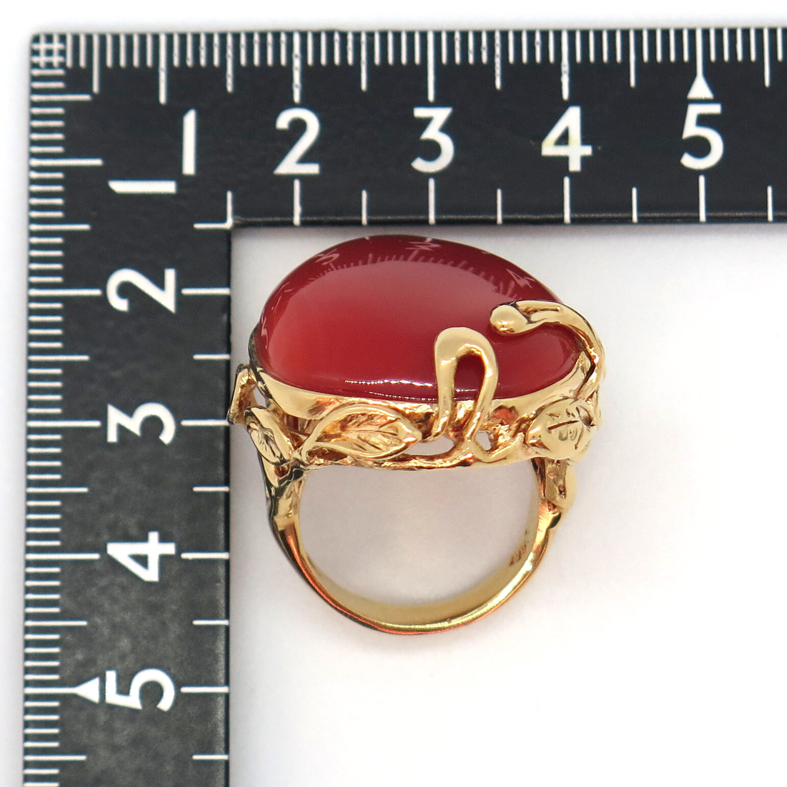 k18赤色宝石の金製リング1.98g 非加熱 レッドアパタイト K18 リング red apatite ring 0.55ct