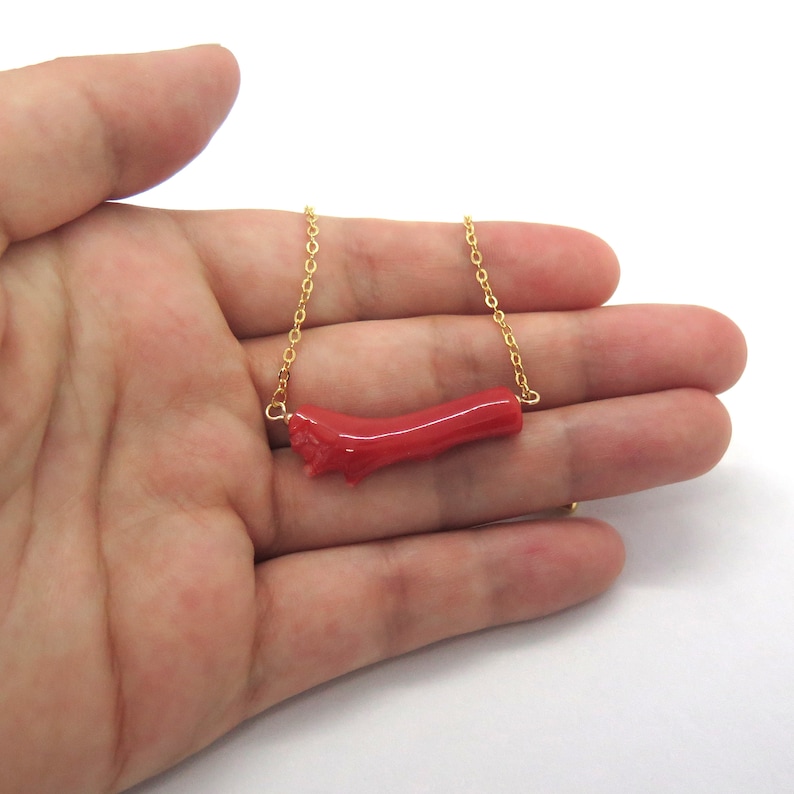 N36 Flower Carved Natural Genuine Precious Red Coral Branch Necklace
