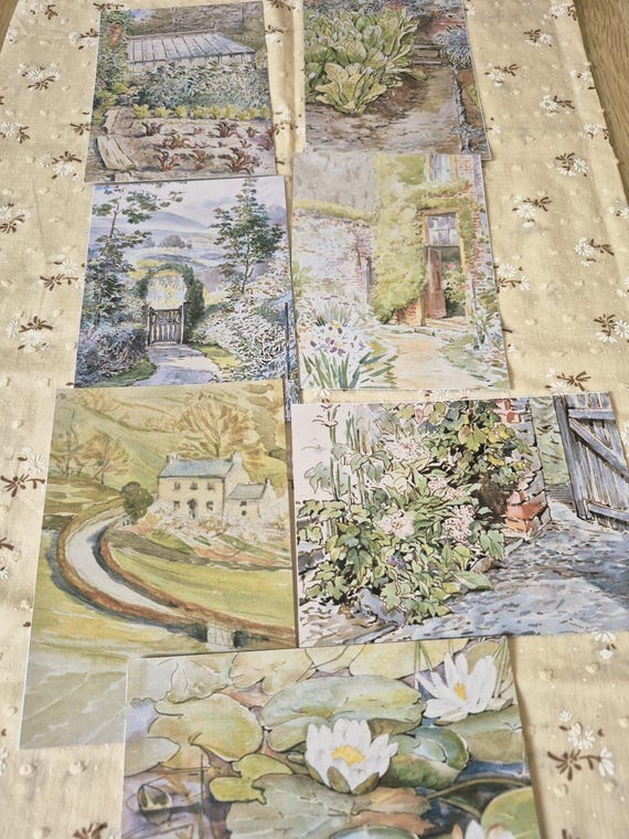 Cartes Postales Beatrix Potter Lot de 7, Art Vintage Paysage Jardin Anglais 300g, Correspondance Snail Mail, Cottagecore Decor
