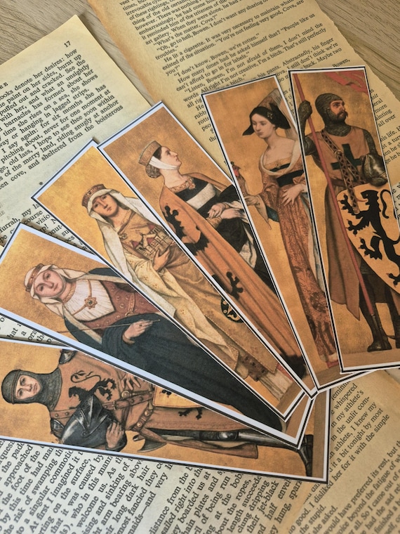 Marque Pages Moyen Age Albrecht De Vriendt, Signet Histoire Medievale Chevaliers et Dames 300g, Dark Academia Bookish Gift