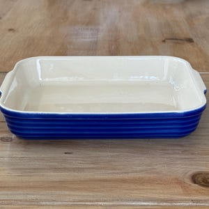 French Baking dish Cobalt Blue Stoneware Bakeware French casserole dish Made in France Rectangular Ceramic baking dish 10 1/4”