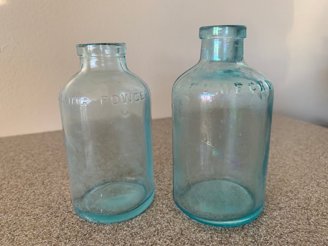 Antique Davis OK Baking Powder Bottle Rumford Antique Aqua Etsy