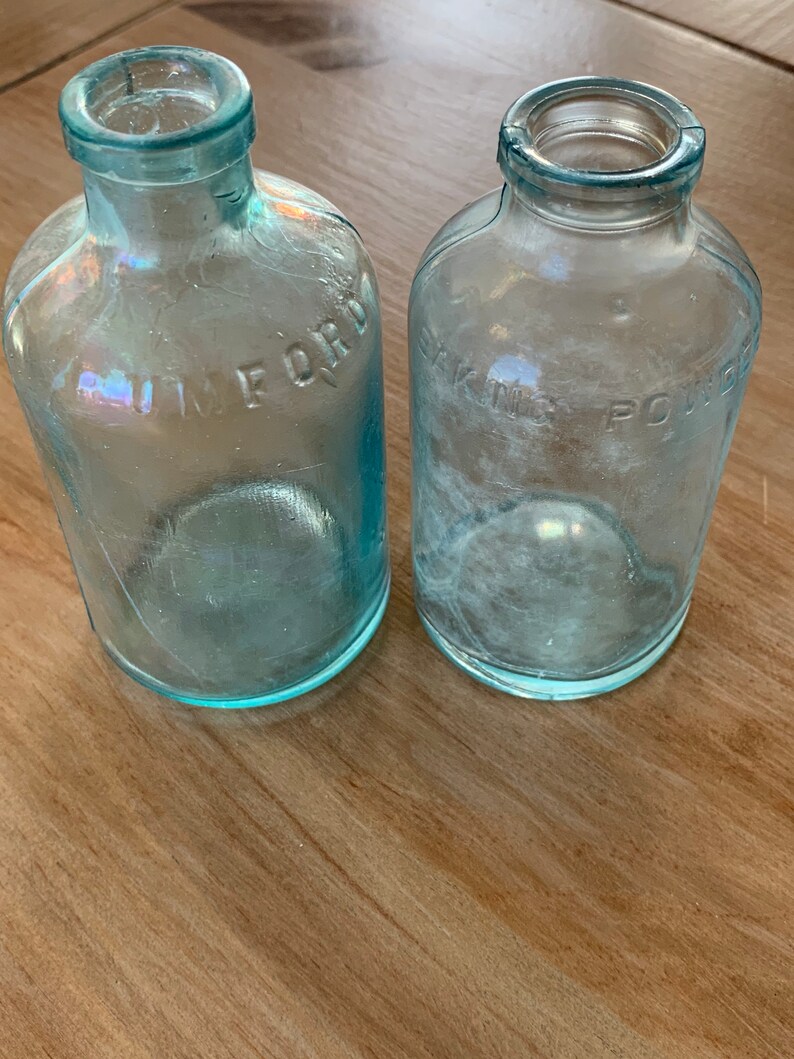 Antique Davis OK Baking Powder Bottle Rumford Antique Aqua Etsy