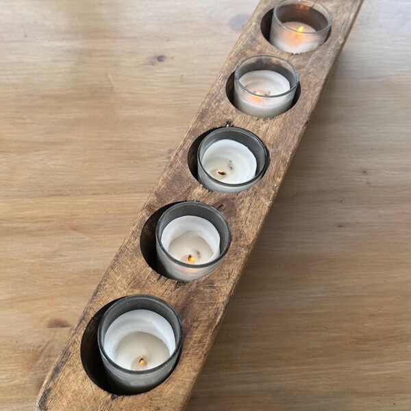 Vintage 6 trous bois sucre moule pièce maîtresse moule piloncillo mexicain bougeoir rustique primitif ferme sucre moule succulente moule