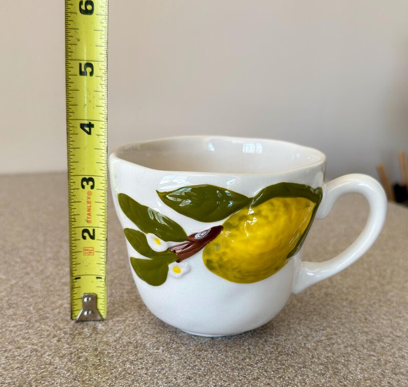 Anthropologie Lemon Mug 3D Embossed Stoneware Lemon Coffee or Tea Mug with Handle Foster Icon Garden Collection Coffee Cup image 10